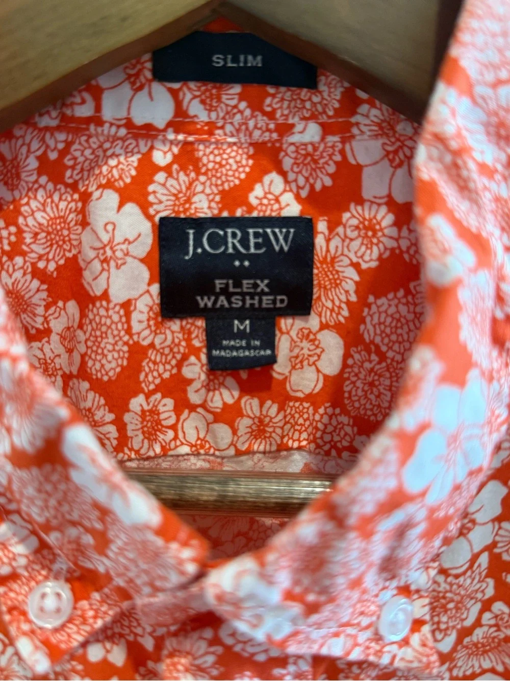 J. Crew Men’s Short-Sleeve Floral Button-Down Shirt in Coral and White